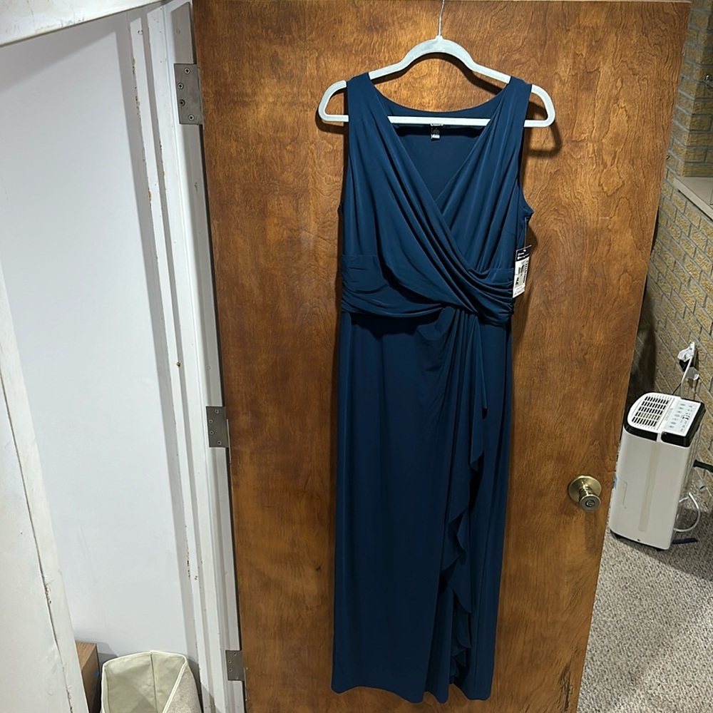 Chaps.  Beautiful long dress.  Beautiful shade of blue.